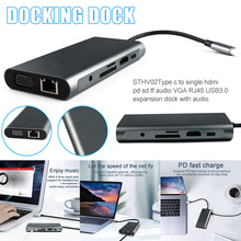 USB C Hub Laptop Docking Station Typ C Adapter mit 3,5mm Audio Port für Windows Computer GK99