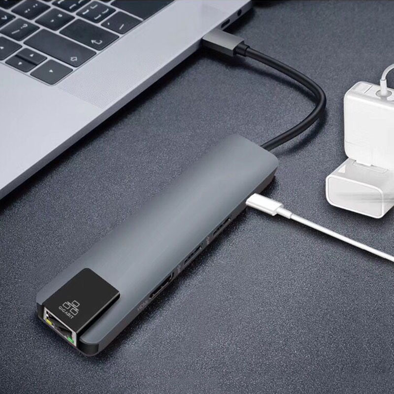 Konwerter typu c na Port gigabit ethernet + koncentrator + hdmi 4k + pd 5- w -1 robić wyświetlania obrazu z projektora tv na komputerze