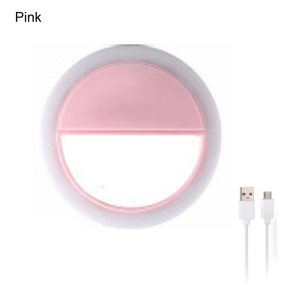 Universal Selfie Lamp Mobile Phone Lens Portable Flash Ring for iPhone Andriod Ring Light Selfie Fill Light Enhancing USB Charge: Pink