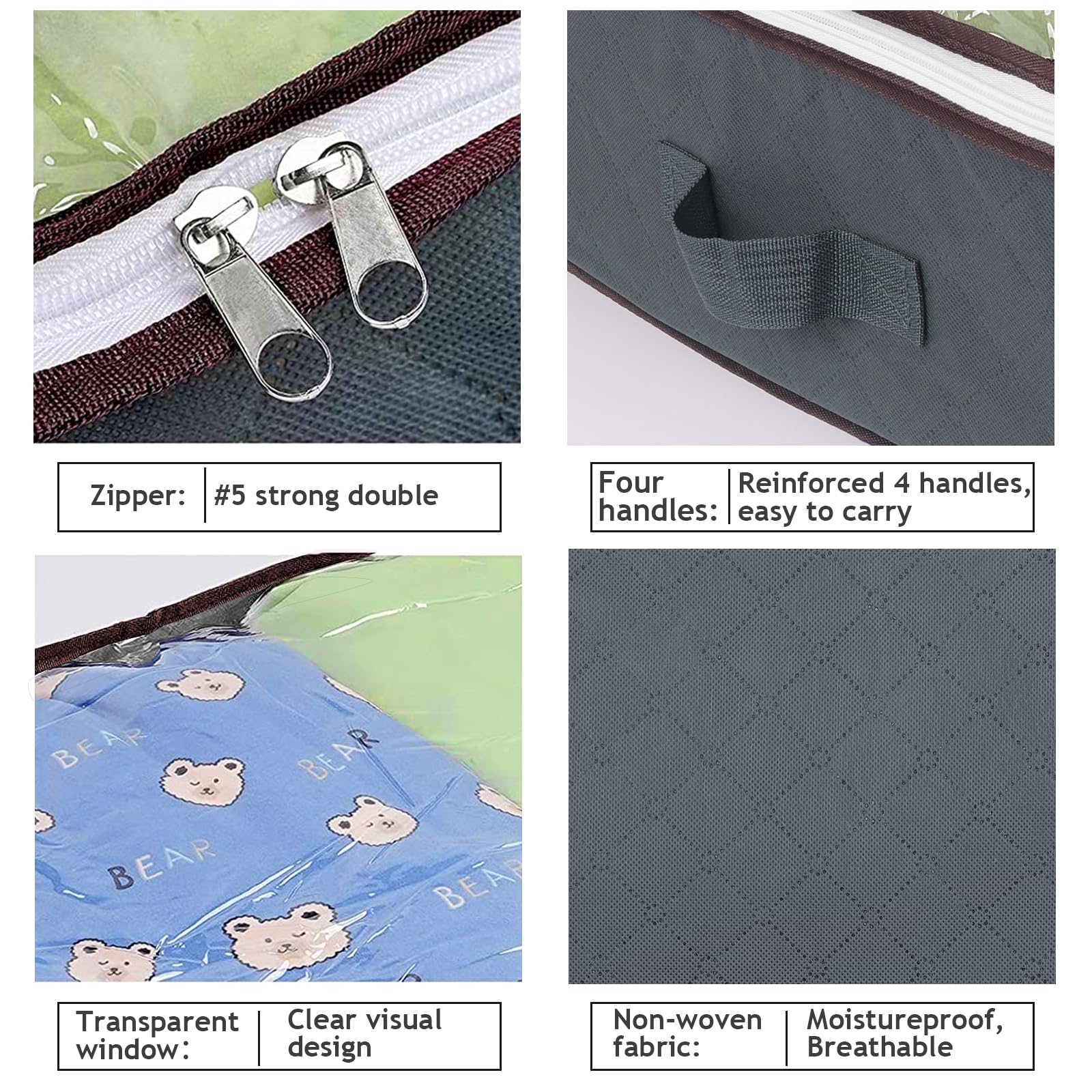Conteneurs de rangement pliables sous le lit, avec fenêtre transparente, organisateurs de jouets sous le lit et sacs de rangement pour vêtements, bacs de rangement pour placard