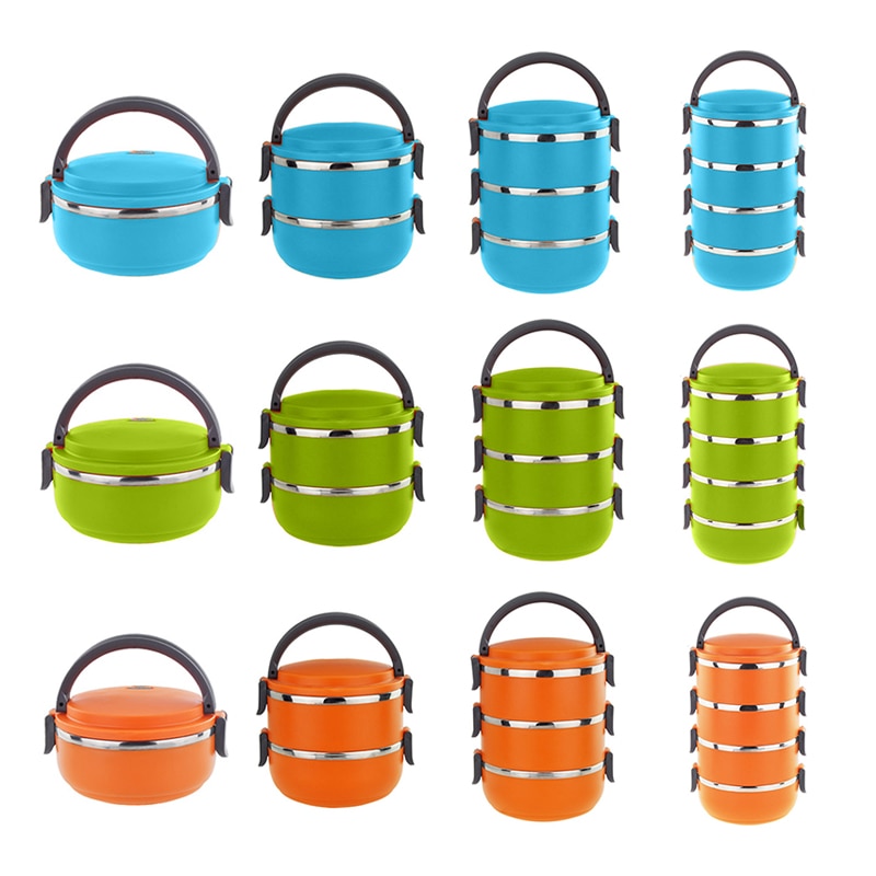 Thermal Insulated Lunch Box Bento Picnic Storage Mess Tin Food Jar Multilayer Stainless Steel For Outdoor Camping NE