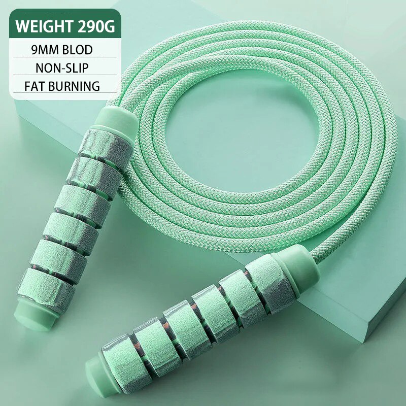 Dragende Draagbare Rope Skipping Fitness En Bodybuilding Aërobe Oefening Indoor Mute Body Vormgeven Springtouw: Cotton rope-GREEN