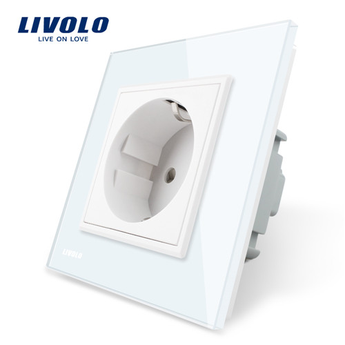 Livolo EU Standaard Stopcontact, Crystal Glass Panel, AC 110 ~ 250 V 16A Stopcontact zonder stekkers, 4 kleuren opties: White