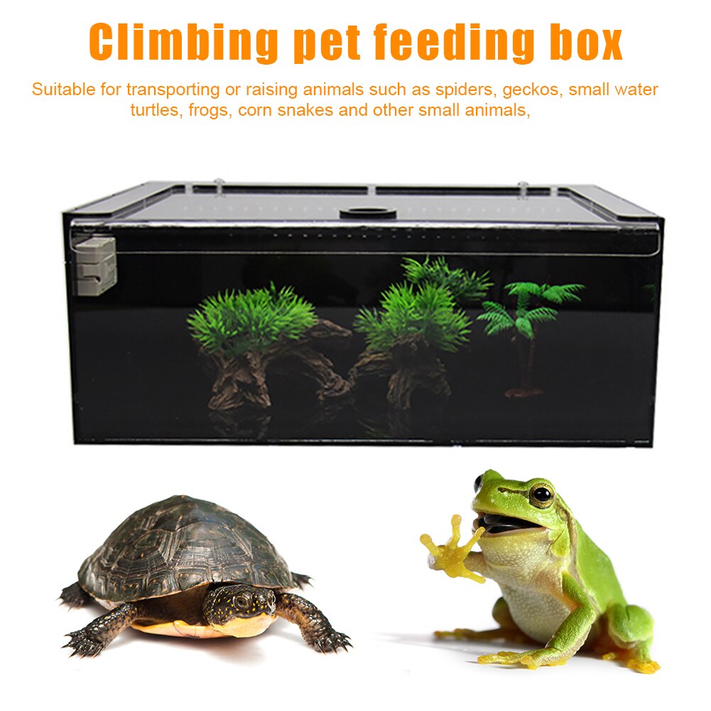 Acryl reptielen kweekbak schildpad hagedis zonnescherm terrarium rechthoek insecten spin voederbak doorzichtige voorkant gekko's