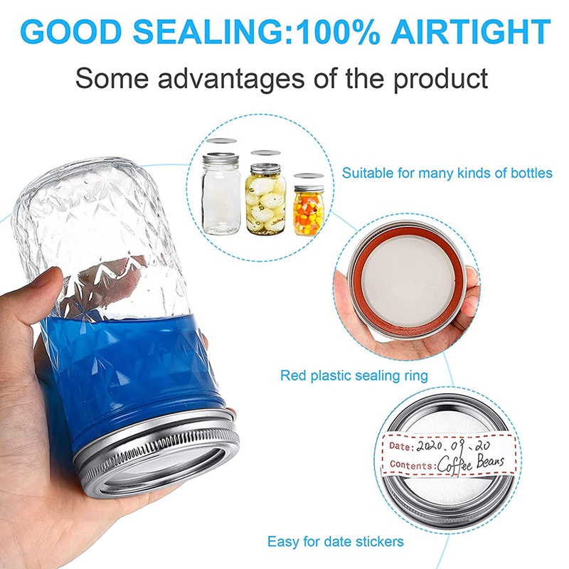 130Pcs Mason Jar Canning Lids, Reusable Leak Proof Split-Type Seal Lids With Silicone Seals Rings.(70Mm)