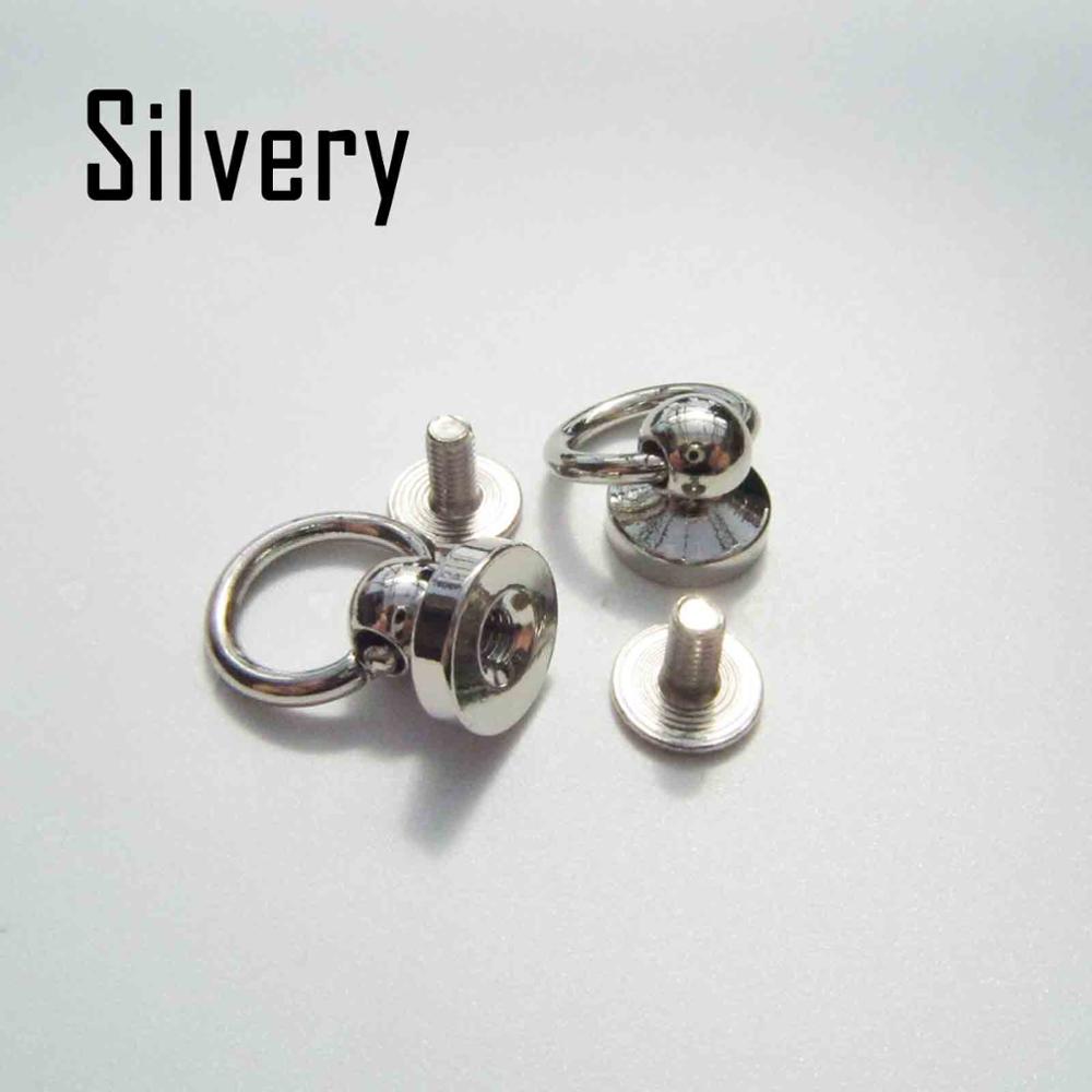 20 pcs Massief Messing Ronde Hoofd O Ring Stud Spot Schroef terug Screwback Leren Tas Riem Leathercraft Chicago Nagel Klinknagel DIY Punk: silver