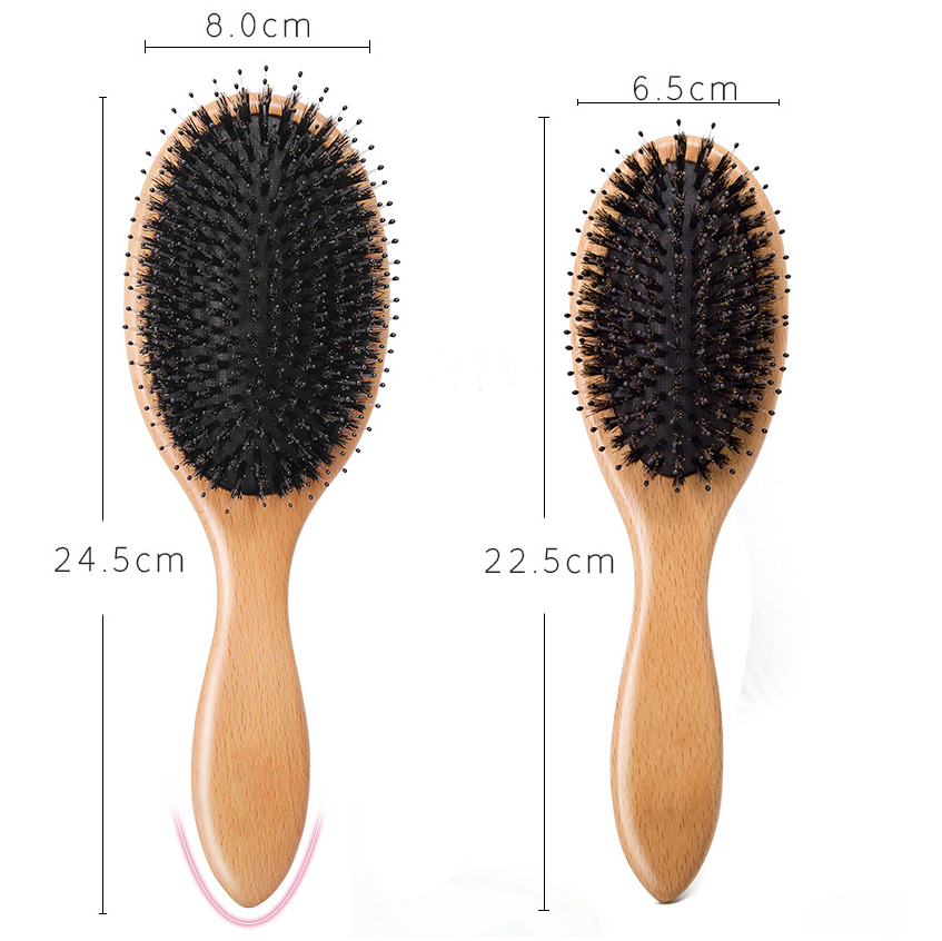 Cepillo de pelo de cerdas de jabalí de Madera Suave, cepillo para el cuero cabelludo, desenredante, alisado, paleta, peine para cabello rizado, grueso, cabello húmedo y seco, mujer y hombre