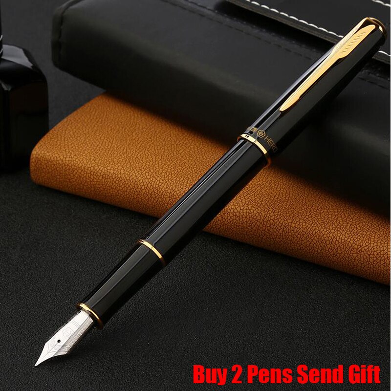 Brand Hero 5020 Metal Ink Fountain Pen Writing Signature Pen Buy 2 Pens Send: Bright Black No Box
