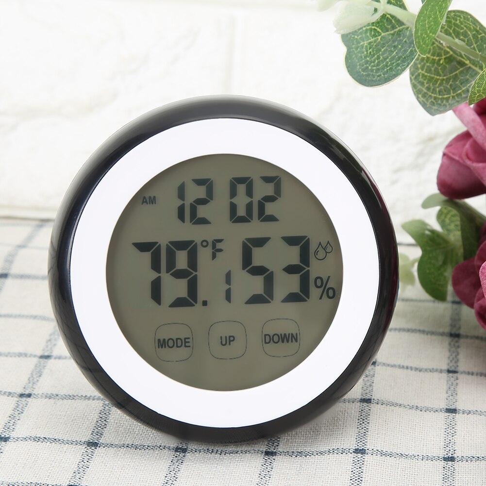 Digital Alarm Clock Desk Table Clock Electronic Touching Digital Electronic Alarm Clock with Temperature Humidity Display
