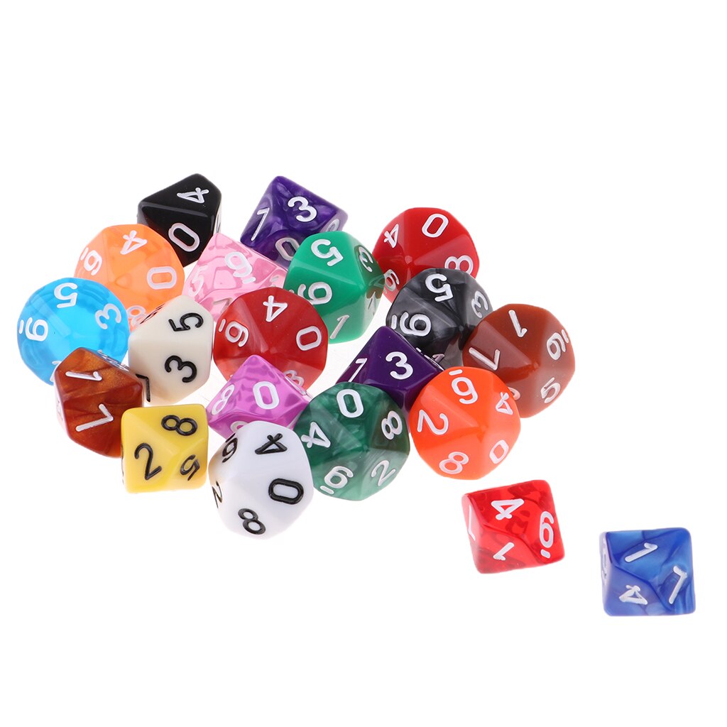 Dés polyédriques colorés pour enfants, ensemble de 20 pièces pour jeu de Table, entraînement aux maths, fête de , 8/10/12/20 côtés
