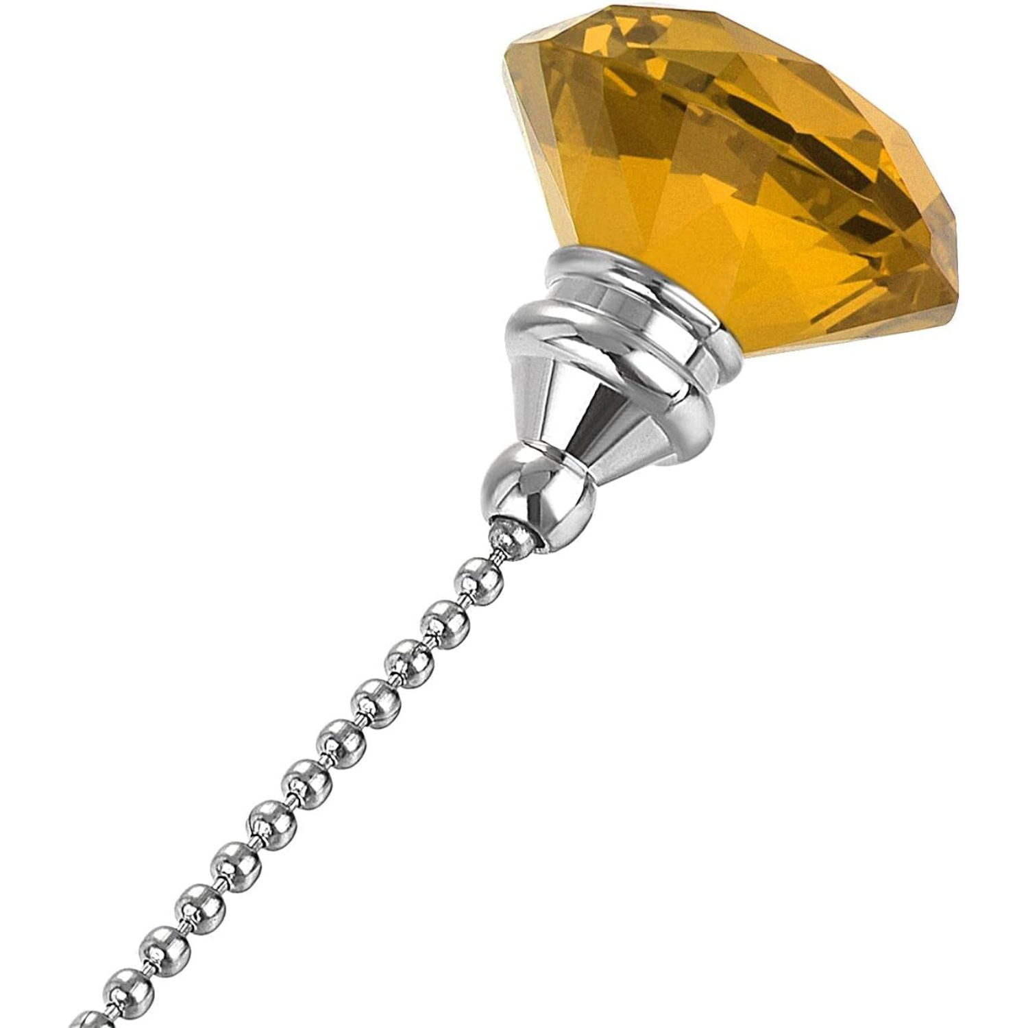 20 Inch Ceiling Fan Pull Chain, Decorative Crystal Fan Pull Chain Ornament Extension, Diameter Beaded Pendant, Amber 2Pcs