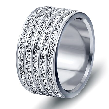 Offre spéciale pistolet noir plaqué femmes bijoux Cool 5 rangées en acier inoxydable anneau noir: 10 / Argent