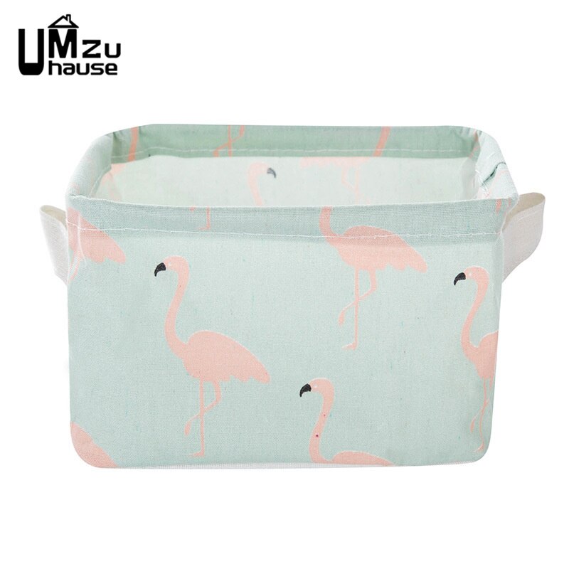 Katoen Linnen Dozen Cosmetische Make Organisatoren Flamingo Eenvoudige Magazijnbakken Home Office Organisatie Meisjes Bureau Tafel Fold Case: Ostrich