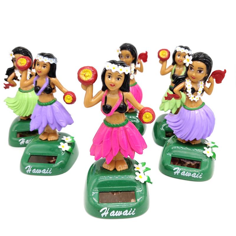 Sol dansende hawaii pige hula ryster hoved legetøj soldrevet auto interiør dekompression instrumentbræt ornament bil tilbehør