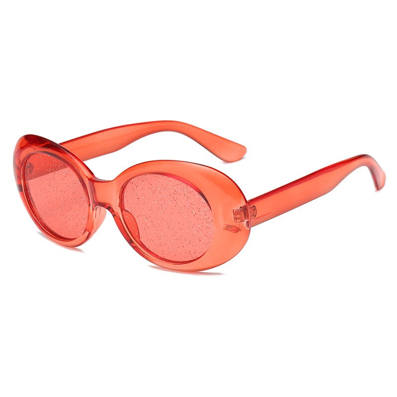 NYWOOH Oval Sunglasses Women Colorful Candy Clear Sun Glasses Men Sequin Red Pink Eyewear Kurt Cobain Glasses Clout Goggles: Red