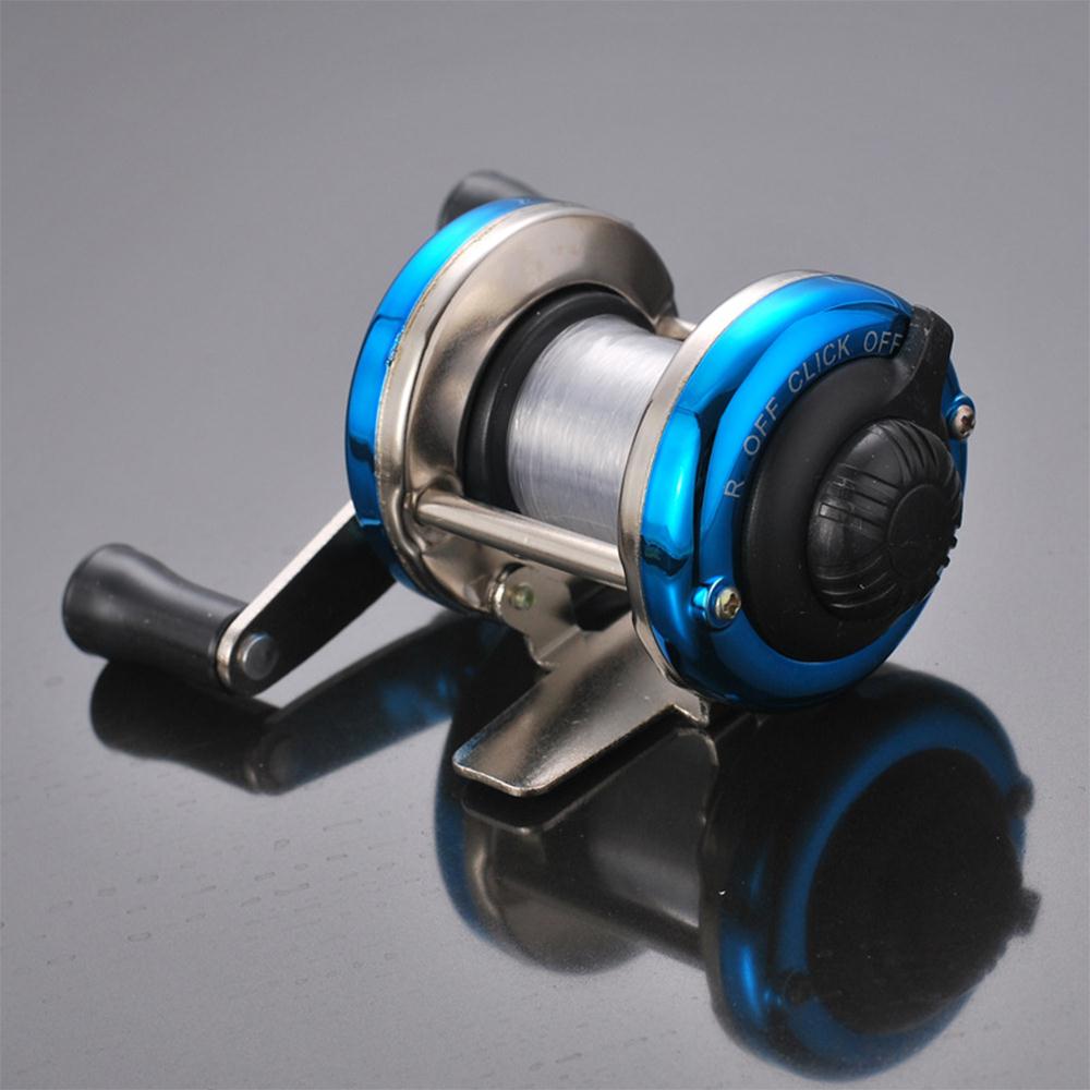 Carrete de rueda de tambor de aleación, equipo de aparejos de pesca, carrete de pesca de hielo duradero, carrete de pesca, Mini rueda de pesca portátil, práctico: Blue