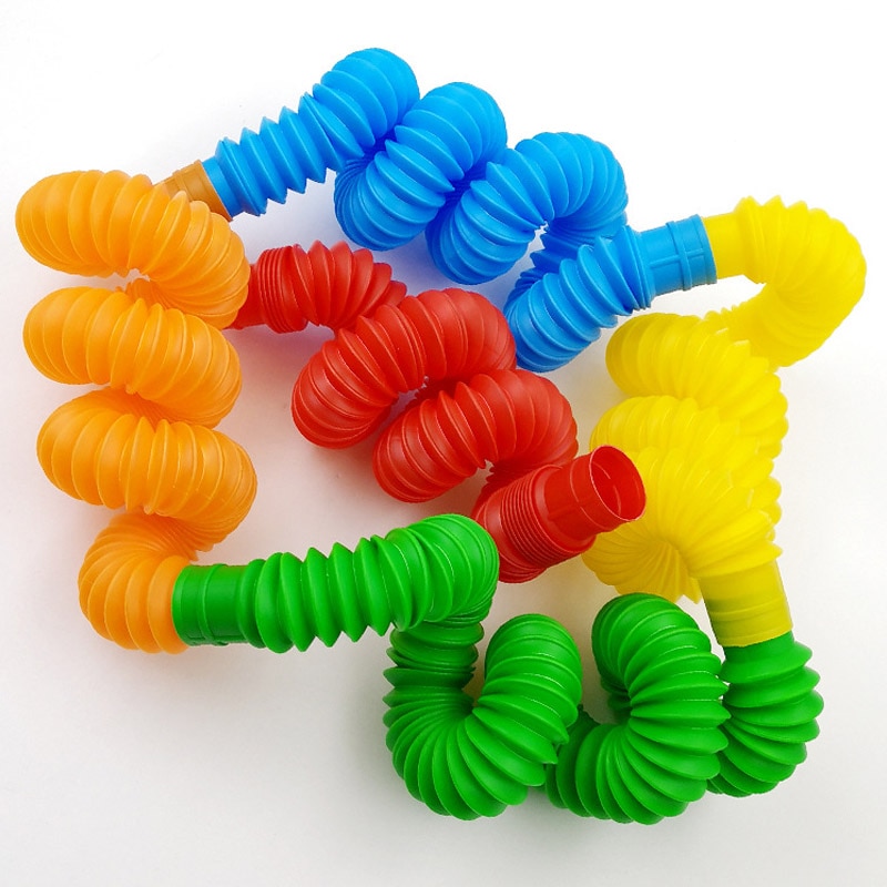 5 pezzi Mini tubi Pop giocattolo sensoriale per adulti Fidget Stress alleviare giocattoli Kid autismo Anti Stress soffietto in plastica bambini spremere giocattolo