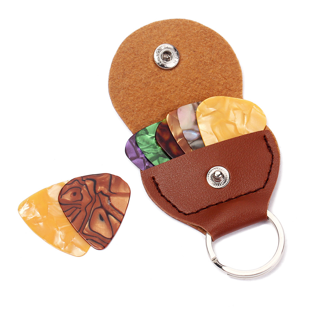 Gitarren-wählt-Halfter, Schlüsselanhänger, Leder, Plektrum, Aufbewahrungstasche, Tasche, Kawaii-Schlüsselanhänger-etui für E-Gitarre, Bass, Ukulele, Organizer