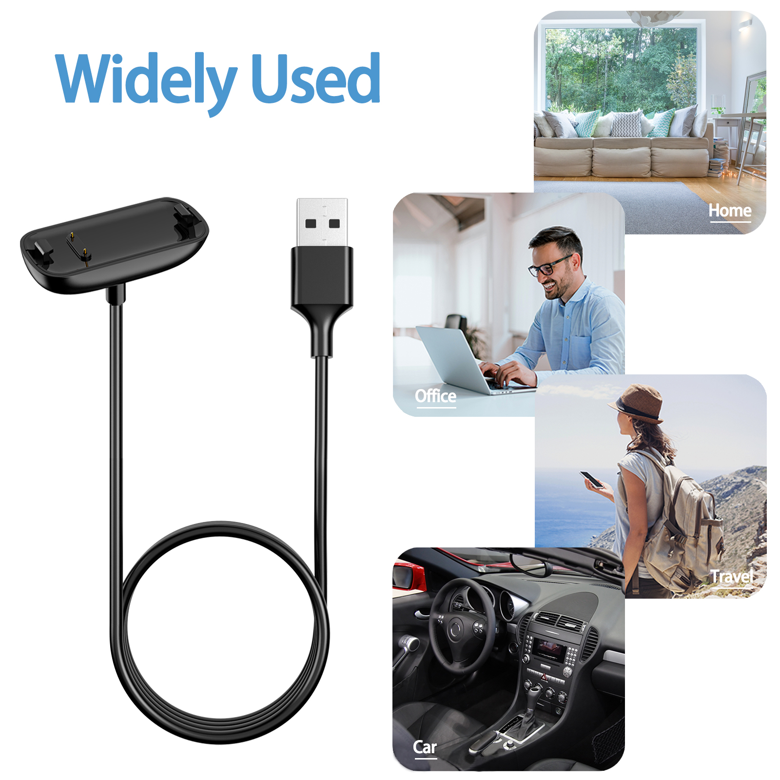 Cargador USB para Fitbit Inspire 3 Fitness Tracker cargador de repuesto base para Fitbit Inspire 3 Cable de carga Clip