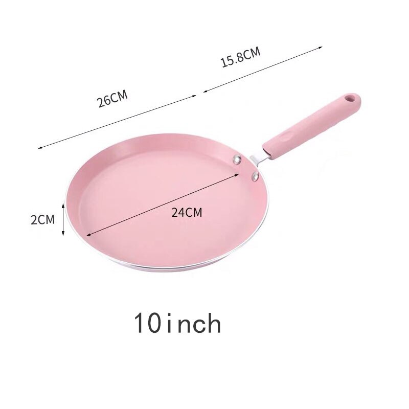 Roze/zwart/gouden antiaanbak maifan stenen wok pannenkoek ei steak antiaanbakpan geen olie rook thuis algemeen koken pan: Roze 10 inch