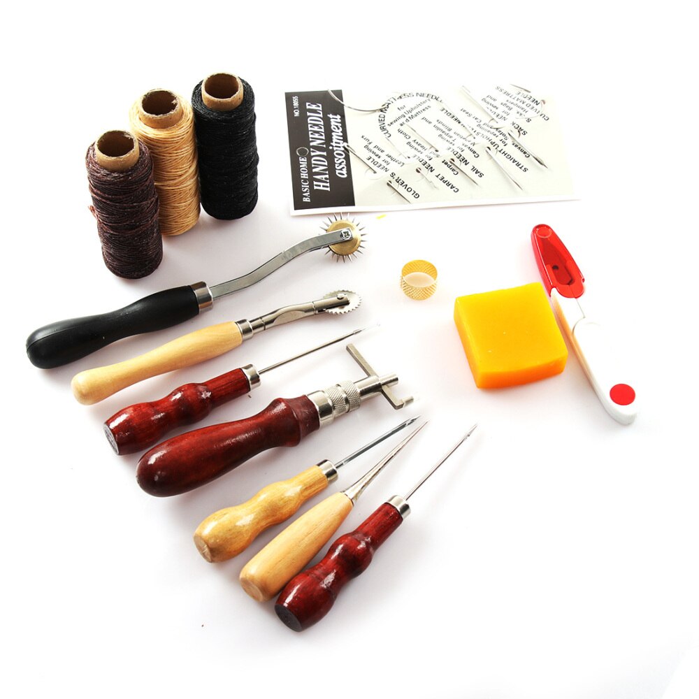14pcs DIY Leathercraft Tool Set Leather Craft Hand Stitching Sewing Tools Work Saddle Purse Bag Leather Craft Making Kit