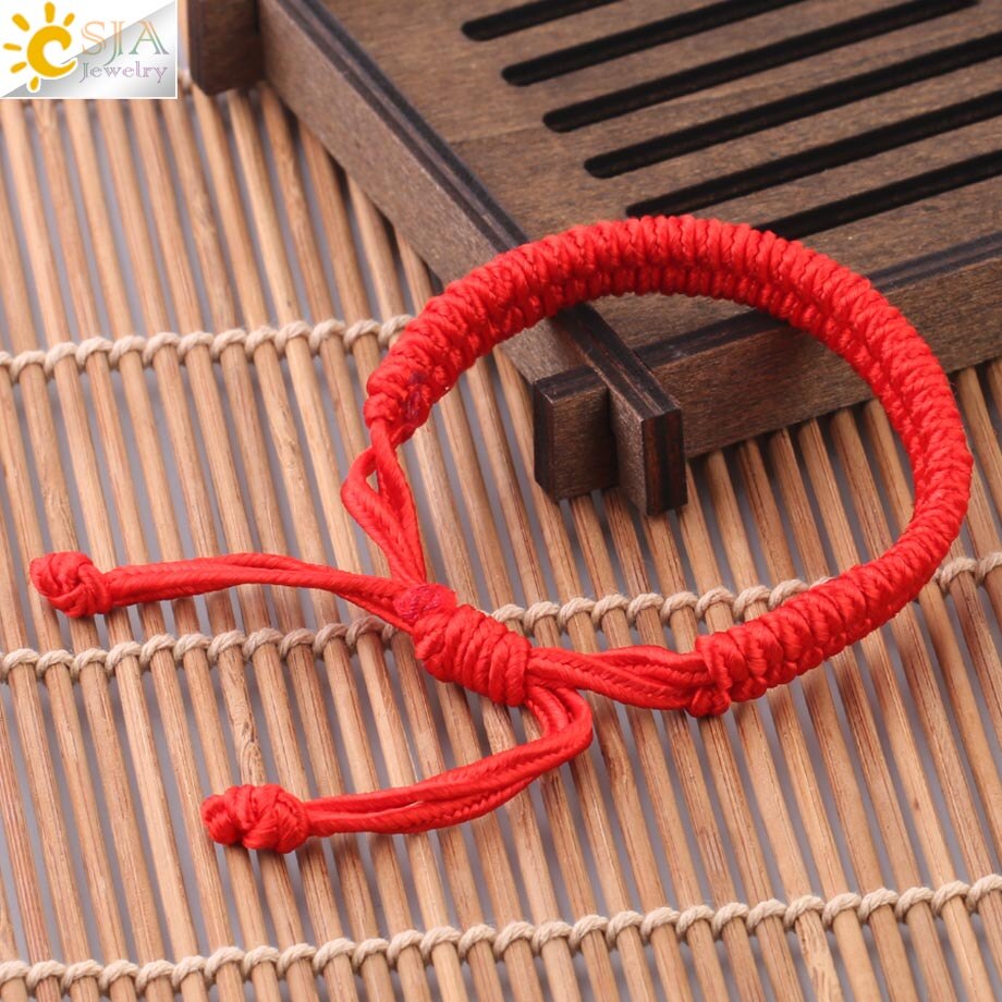 CSJA-joyería de la suerte para hombre y mujer, cuerda roja, hilo de hilo, arcoíris, pulseras de amistad ajustables