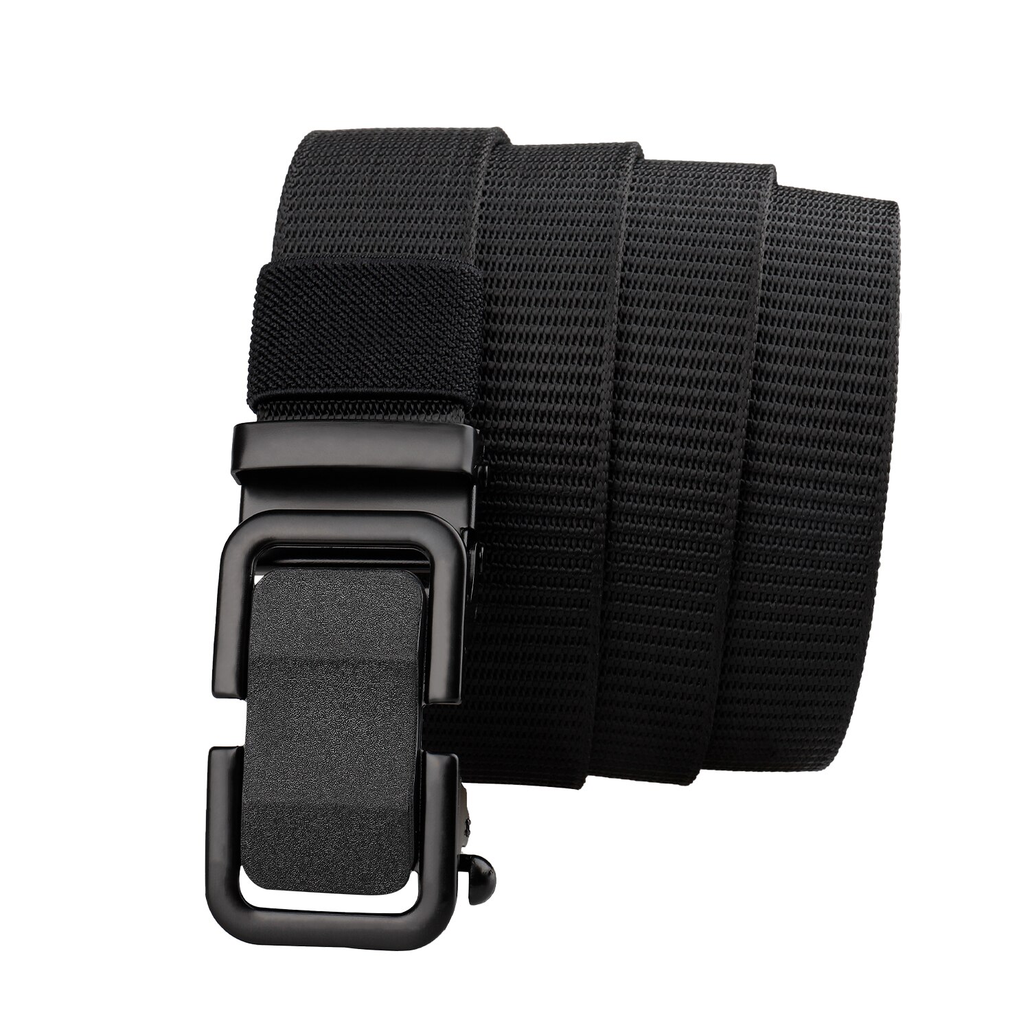 Men's belt canvas nylon alloy buckle leisure sports comfort belt one button unlock men's and women's 125cm: black