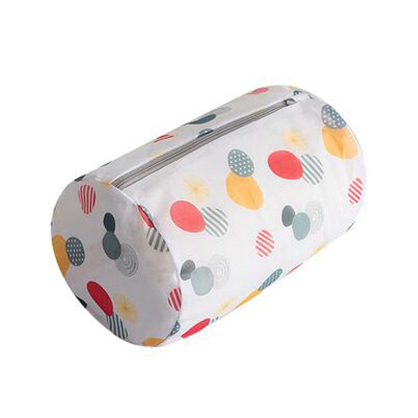 1PC Folding Washing Machine Laundry Bag Zipper Washing Mesh Bags Household Cleaning Bra Socks Underwear Clothes Laundry Pockets: cylindrical bag