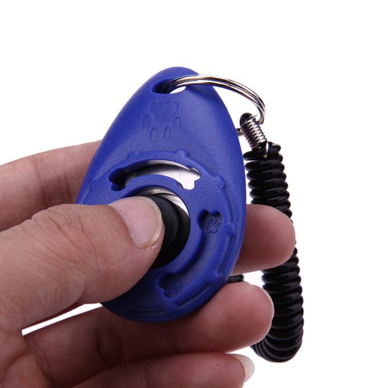 Universal Pet Trainer perros entrenamiento Clicker llavero mascotas entrenamiento herramientas ajustable Cadena de llaves sonoras perro Clicker sonido entrenamiento