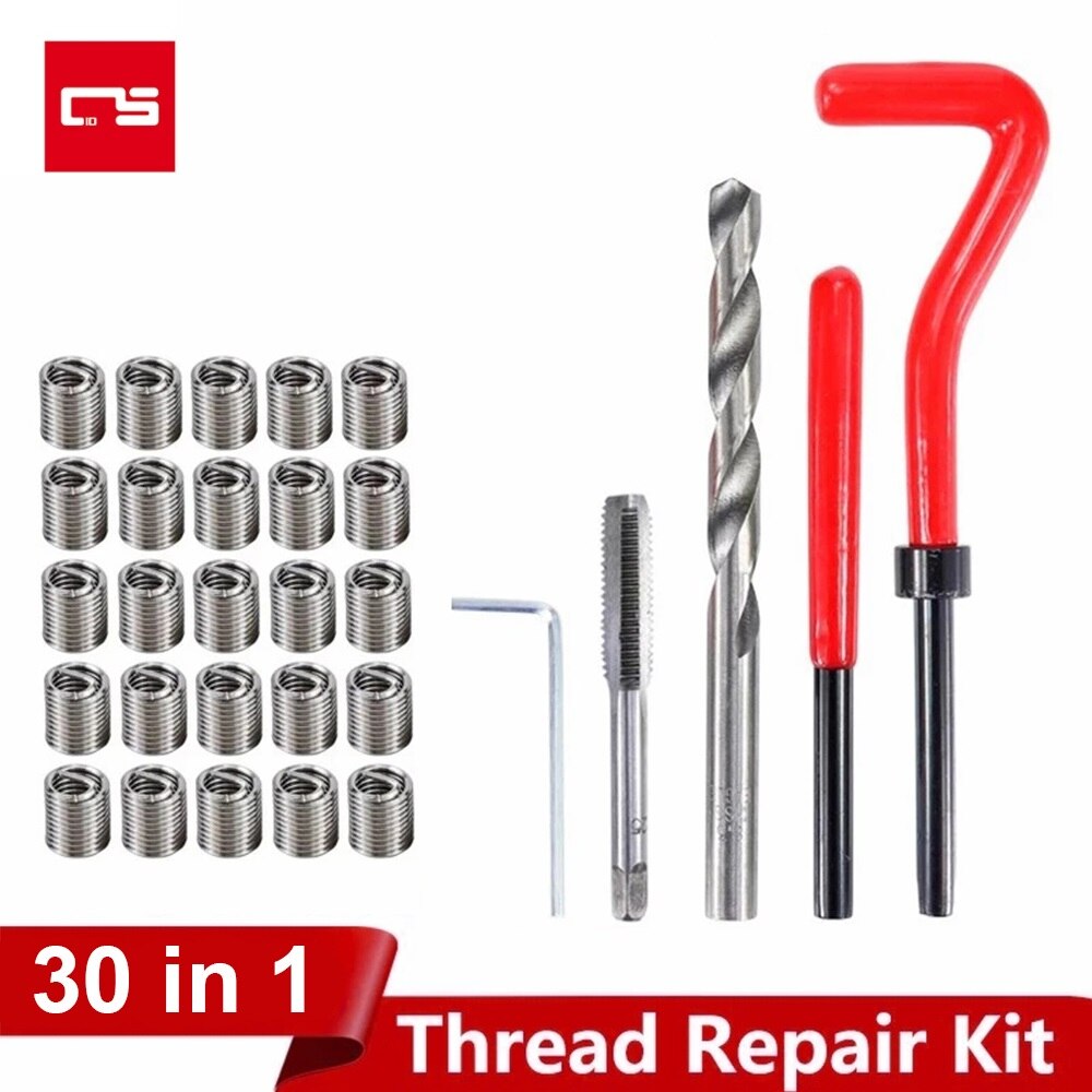 Thread Repair Tool Kit Drill Bit Taps Threaded Inserts Installation Tool for Repairing M5 M6 M8 External and Internal Screw Hole