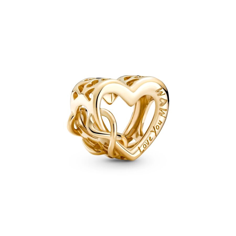 Abalorio colgante de corazón infinito y cruz brillante chapada en oro , compatible con pulsera de plata de ley 925 Original, joyería DIY: Negro
