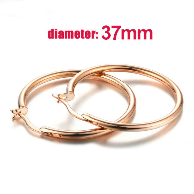 3,0 CM Mittel Kreis Klassische Band Ohrringe Rose Gold Farbe Keine Stein Für Frauen Party Arbeit oben ZYE780: RoseGold Farbe 37mm