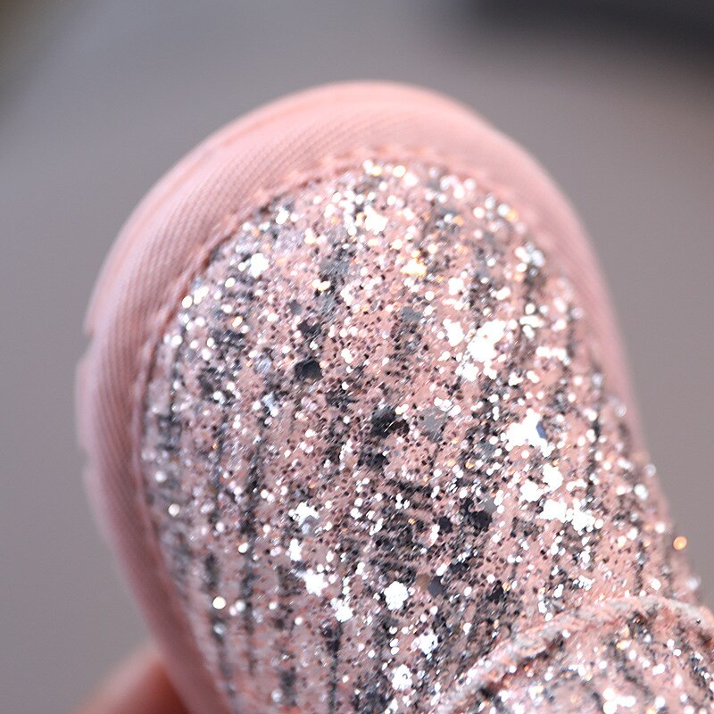 Botas de nieve para bebé, botines de piel cálida a la para niño, botines de princesa rosa brillante, para niño pequeño, primer andador, Invierno