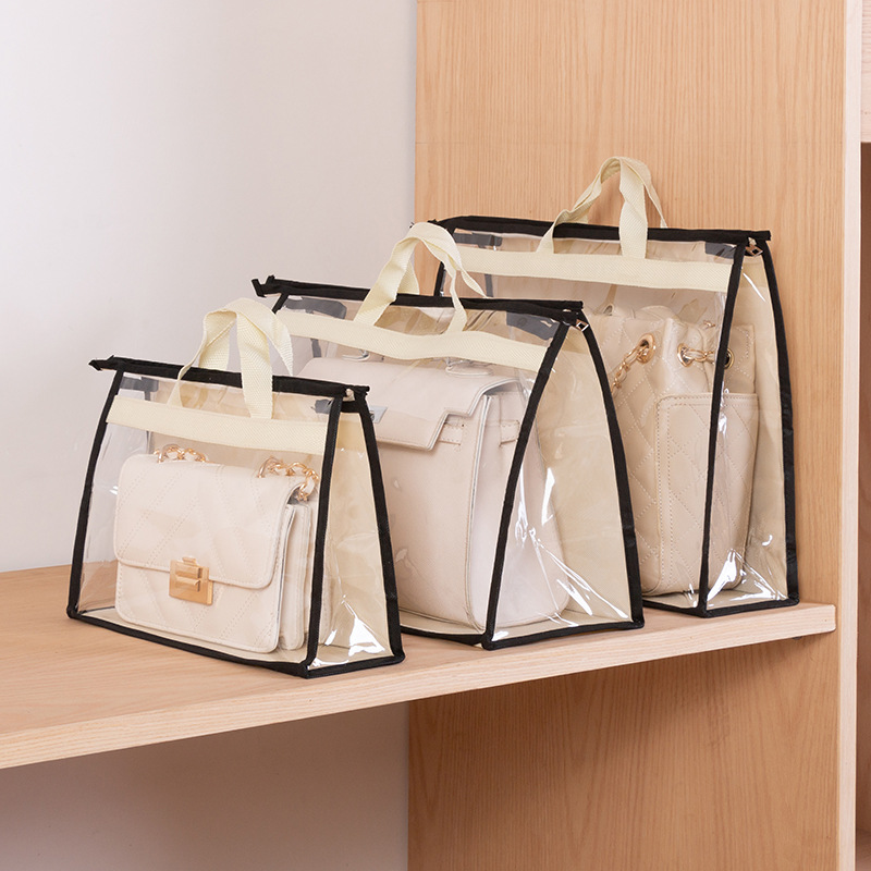 Dust-proof PVC storage handbag for bags' protection transparent breathable damp-proof hanging bags organizers for bags' storage