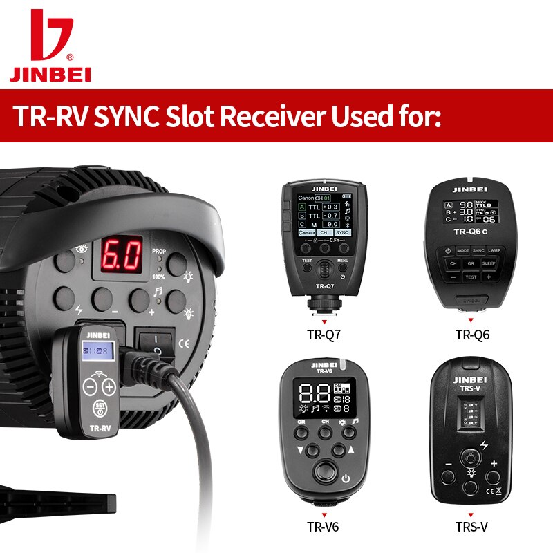 JINBEI TR-RV Wireless Trigger Receiver 2.4GHz for 3.5mm Plug SYNC Flash Remote Control for TR-Q7 TR-Q6 TR-V6 TRS-V Trigger