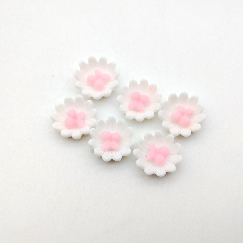 20 stk gull fargerike blomster metall brads scrapbooking dekorasjon pynt feste for gjør-det-selv fotoalbum håndverk tilbehør: Sølv base --- hvit