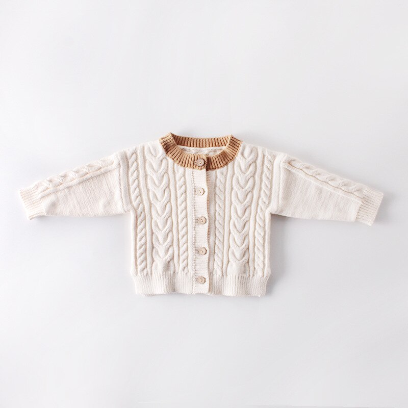 0-3 jaar lente baby meisjes gebreide kleding jas warme herfst jongens meisjes effen vest trui babykleding: Beige / 3t