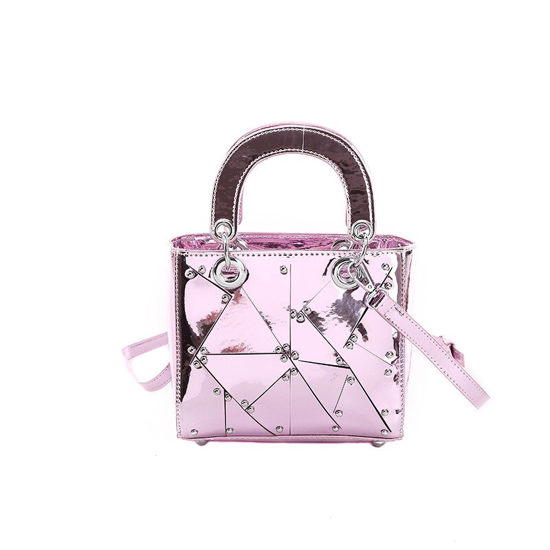 PU Leather Shoulder Bag - Solid Pattern - Zipper Closure - Single Strap - Fashion Style: Pink