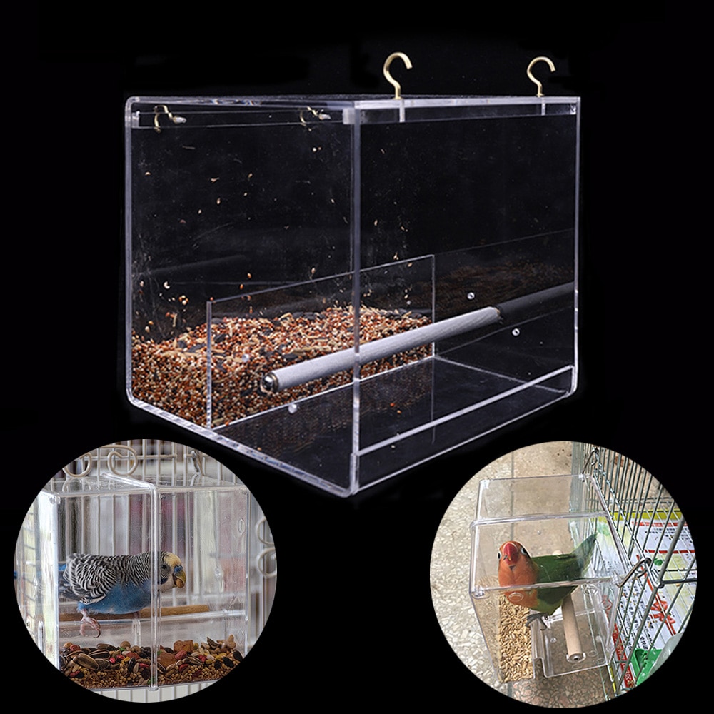 Parrot Spill Proof Feed Box Plastic Pet Bird Food Box Parrot Food Container Bite Resistant Suitable for Small Birds Small Parrot