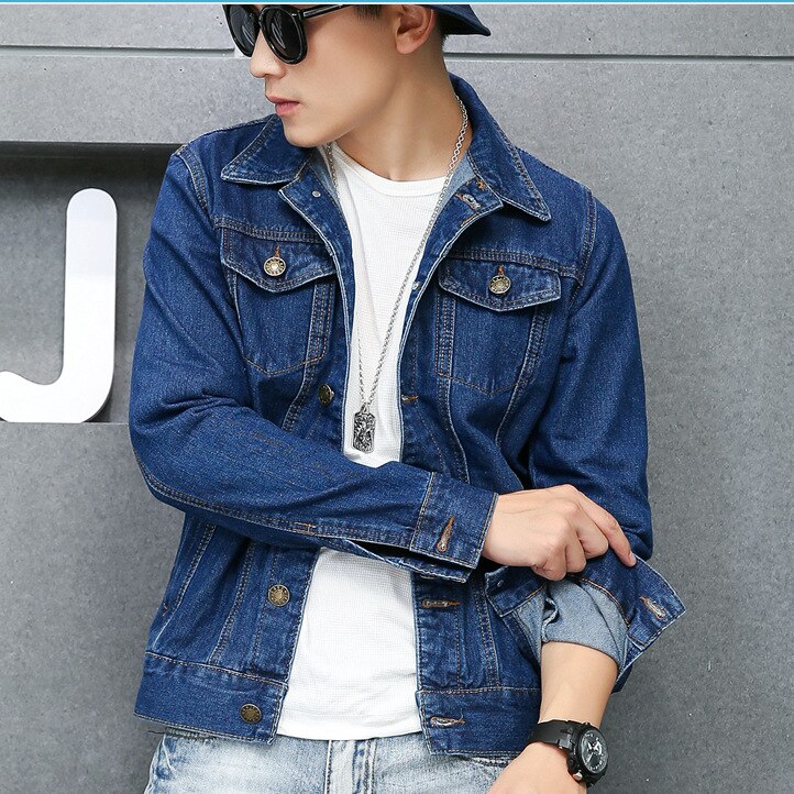 Forår efterår herre denim jakke herre trendy bomber ripped denim jakke mandlige cowboy jeans jakker 4xl: 801 mørkeblå / Xxl