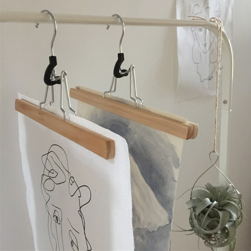 3/6Pcs Hanging Picture Clips Solid Wooden Clip Paper Picture Holder Wall Hanging Photo Frame Seamless Hanger Home Decoration