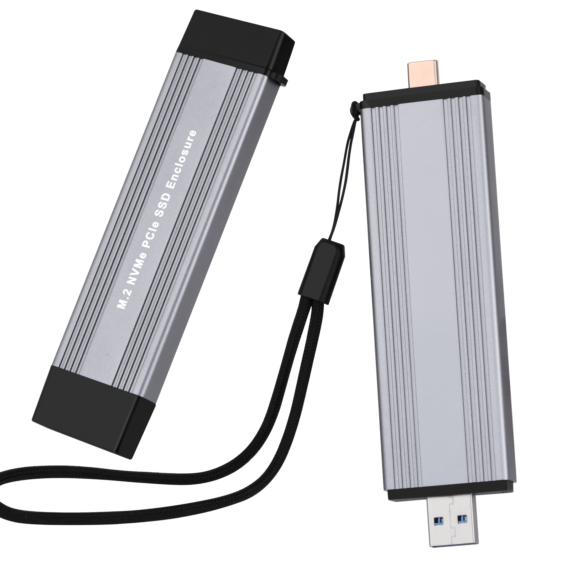 Adaptador de carcasa M.2 NVMe SSD USB C 3,2 Gen 2 10Gbps NVME para M-Key 2230/2242/2260/2280M2 lector USB A M2 externo de aluminio