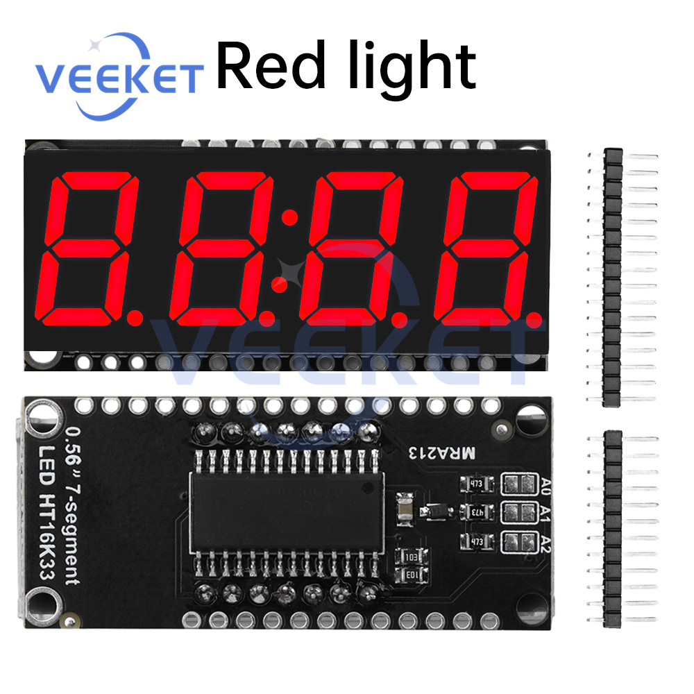 Display with Clock Module 0.56-inch 4-Digit 7-Segment HT16K33 Driver Green Red White Yellow Blue LED Indicator Display: Khaki
