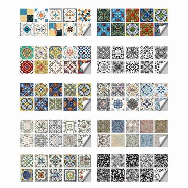 Kitchen Oil-proof Stickers Bathroom Waterproof Stickers Geometric Art Visual Hard Wall 3d Texture Tiles Sticker Decorative K1C0