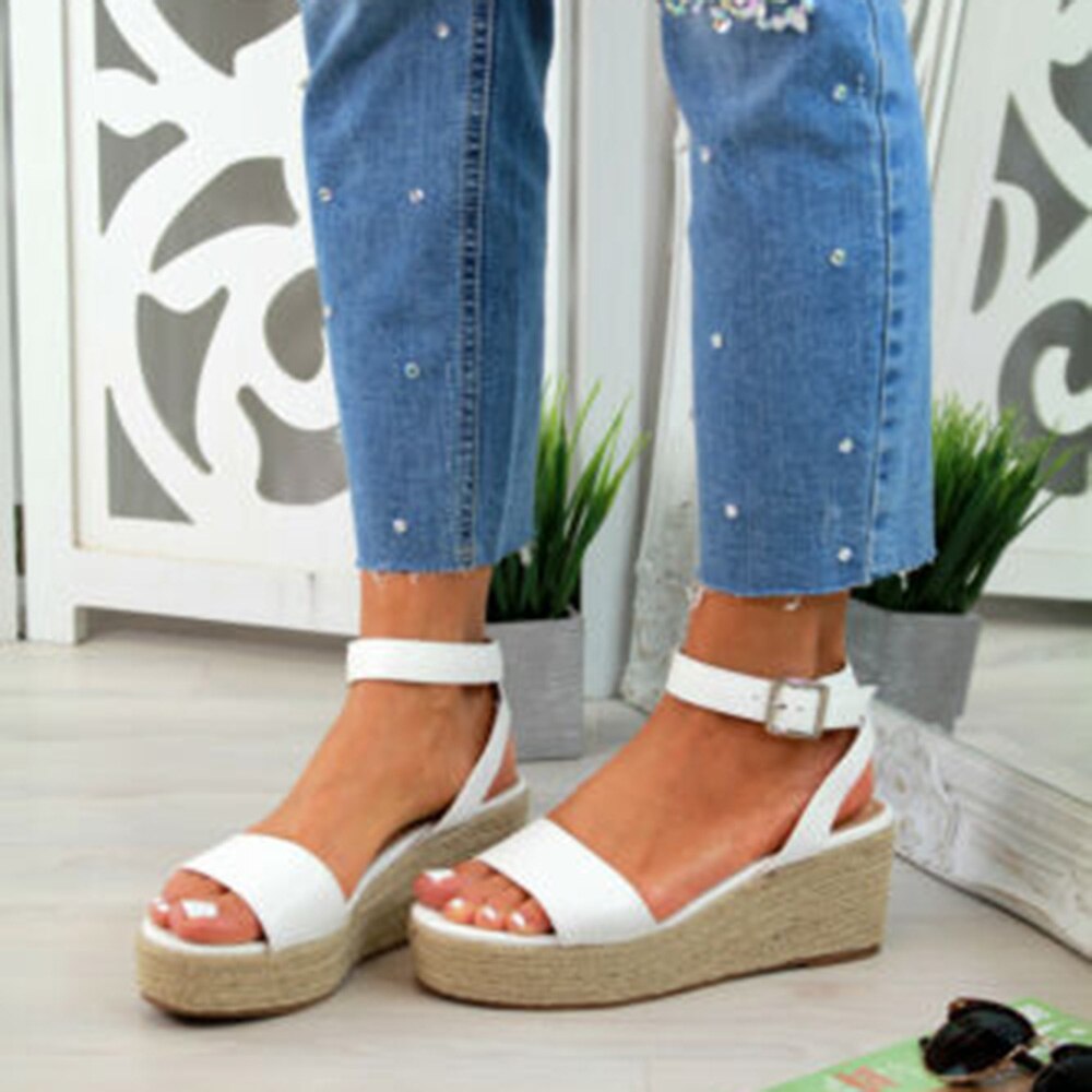 Oeak sandalias De Mujer Zapatos De verano Correa sandalia plataforma cuñas Zapatos Mujer Casual Peep Toe Zapatos De Mujer