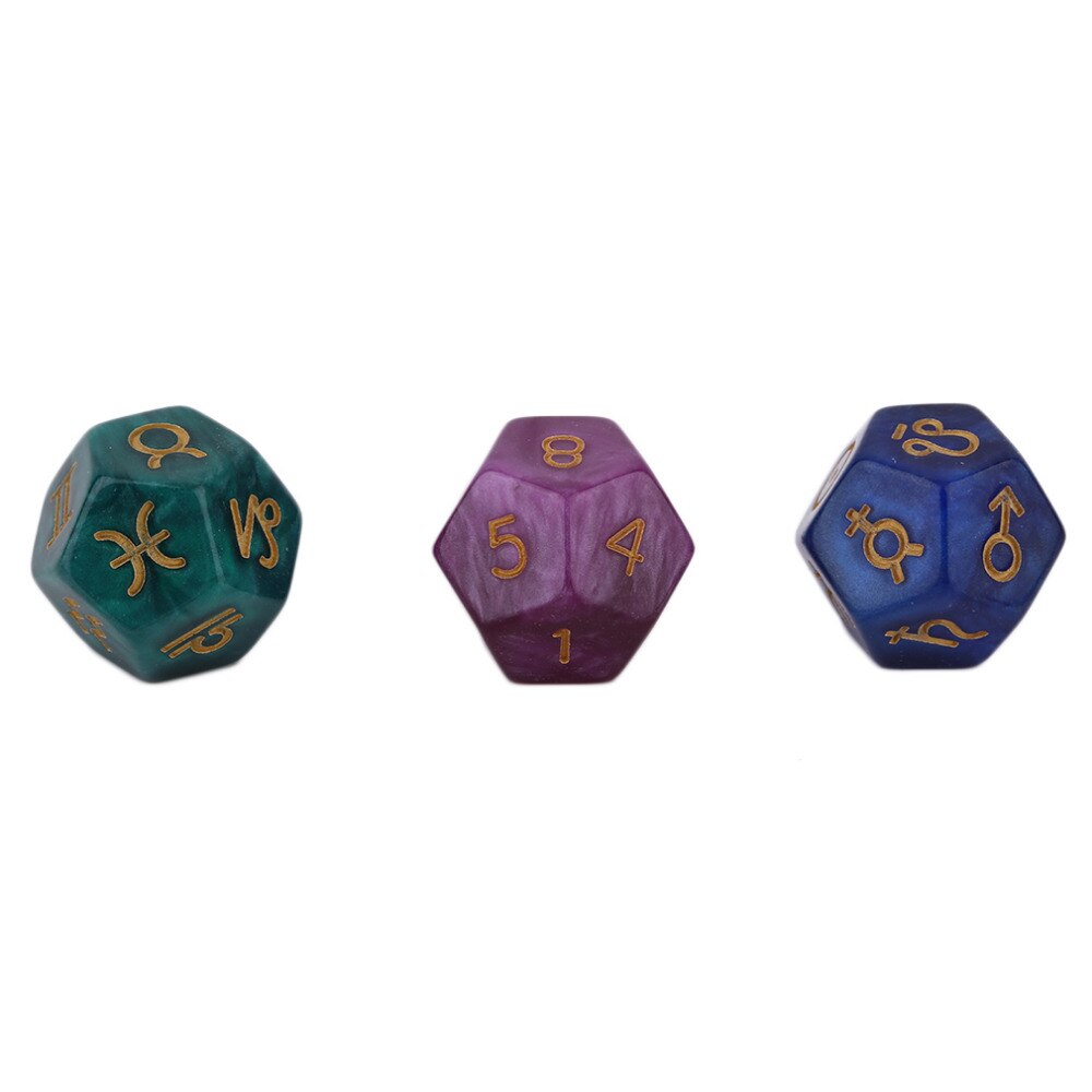 3 pcs 9 Polyhedral Dice Astrological Dice Set Multi-Faceted Acrylic Dice for EZ Constellation Games In Stock