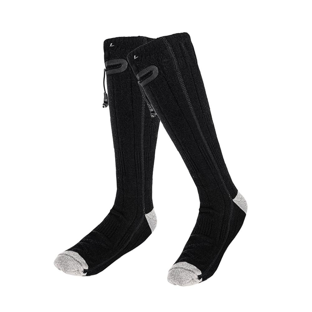Calcetines calefactables eléctricos con USB, batería de 4000mAh, 3 niveles de temperatura ajustables, calcetines de calefacción para exteriores, senderismo, ciclismo y esquí: Black