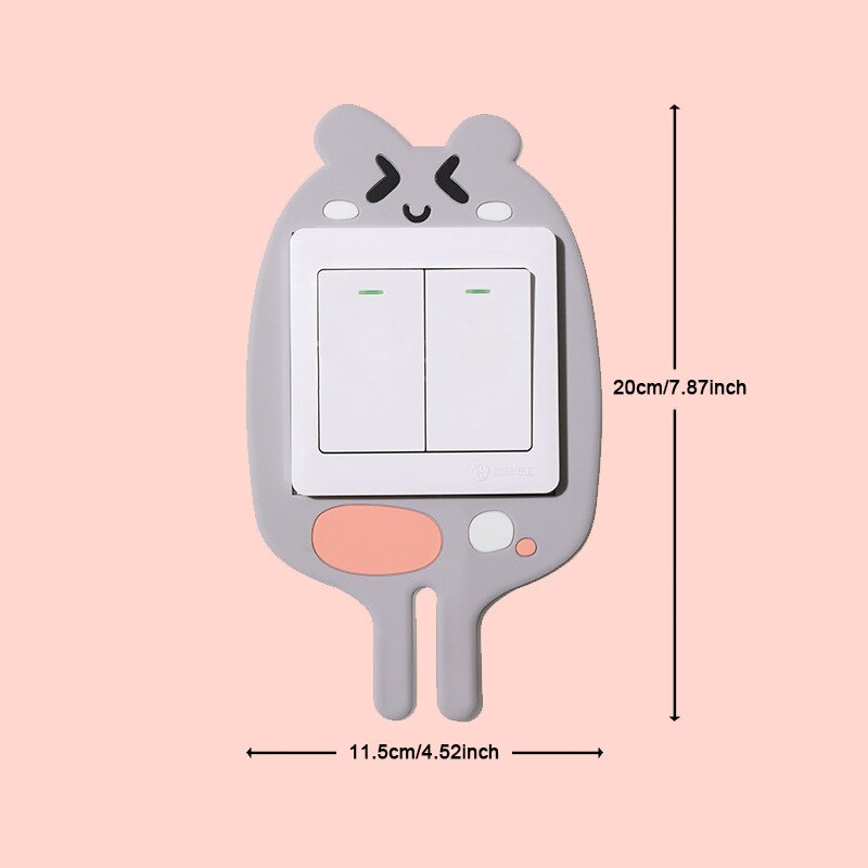 Cartoon cute switch protective cover modern household switch luminous decoration reminder sticker sticky flexible plug hook: grey