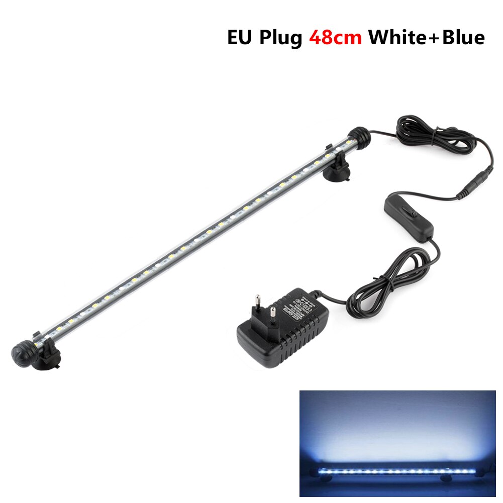 Lampe Submersible US 220V V | Lampe US, V, projecteur d'aquarium, télécommande 19 / 28 / 38/48cm, prise US, éclairage direct: 48CM Blue And White