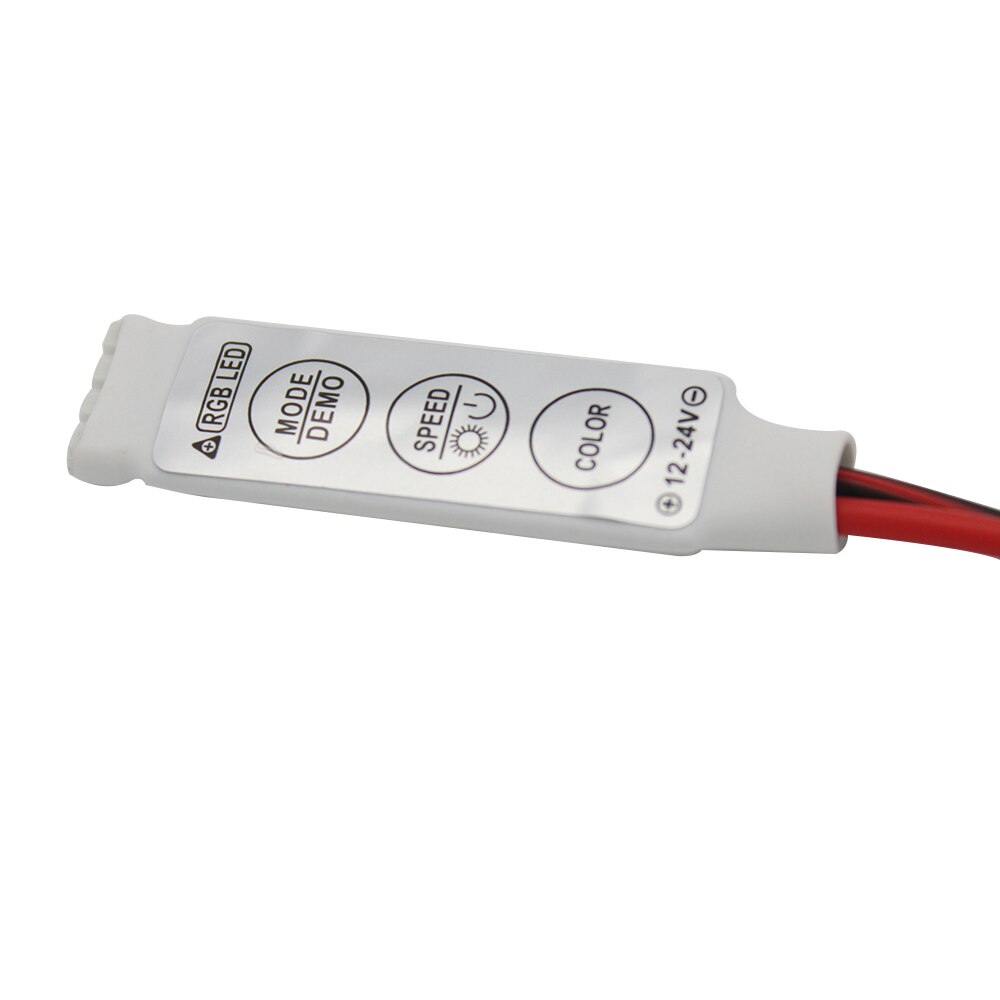DC 12V - 24V 3Keys Mini LED RGB Red and black lines Controller Dimmer Driver For RGB 5050/3528 SMD LED Strip Lights